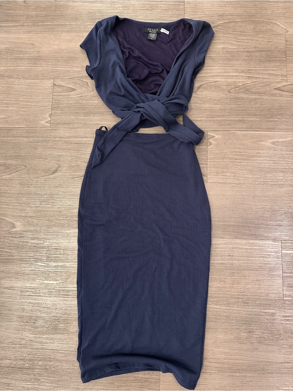 Sleeveless Navy Wrap-Front Sheath outfit